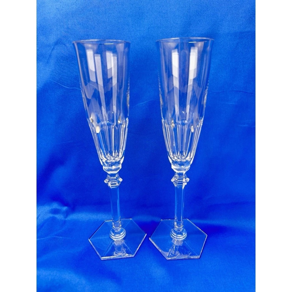 Baccarat Harcourt Eve Set of 2‎ Champagne Flutes Crystal France
